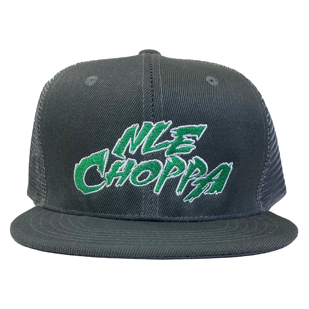 NLE Choppa "Logo" Snapback Hat In Grey