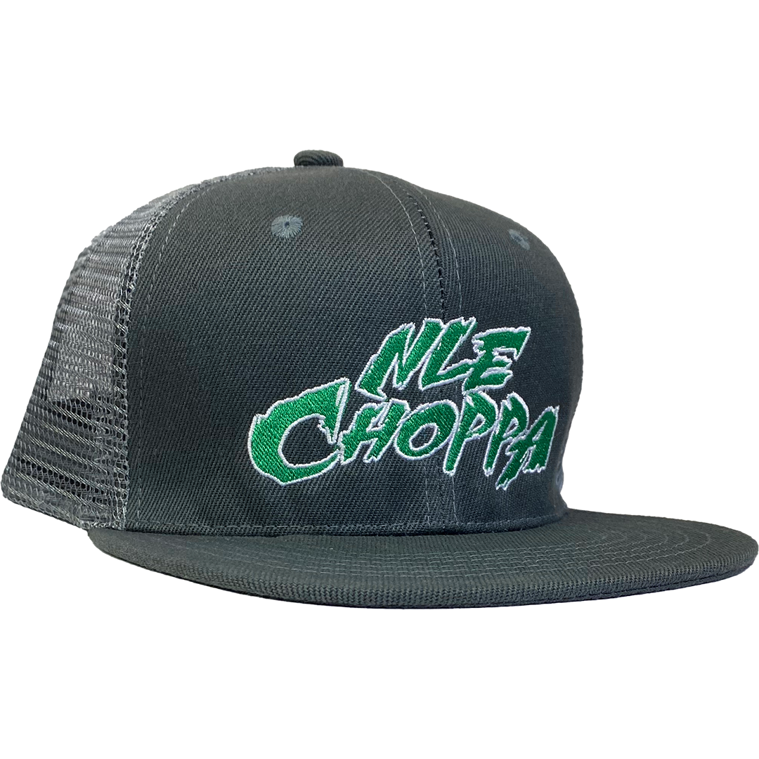 NLE Choppa "Logo" Snapback Hat In Grey