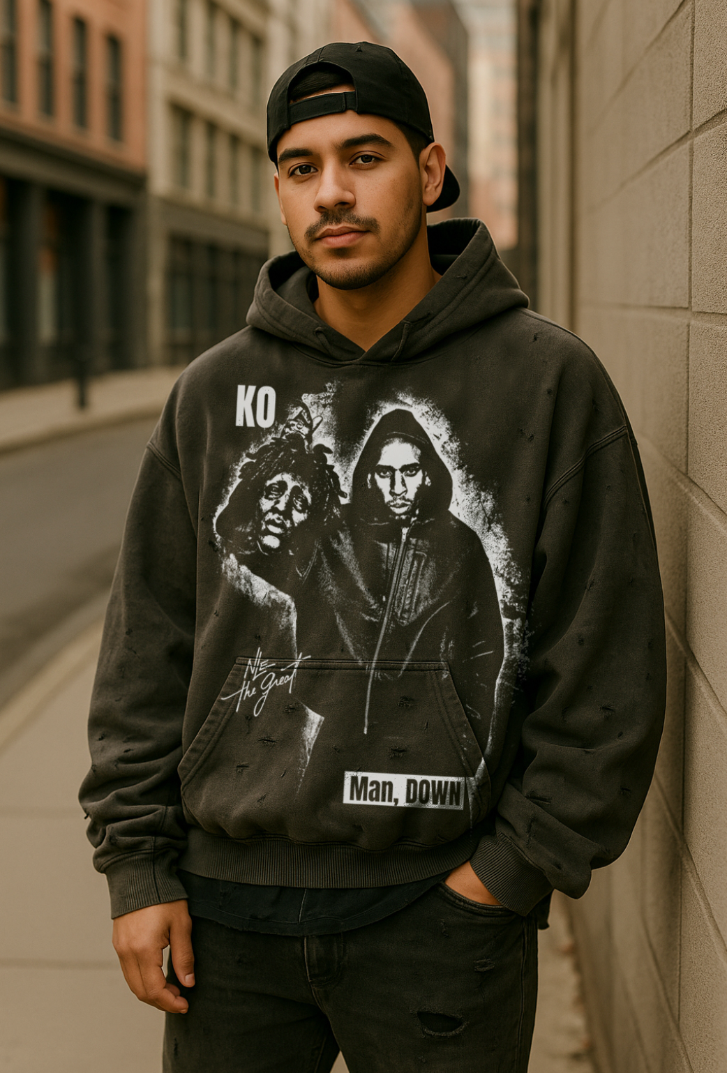 KO Distressed Pullover Hoodie