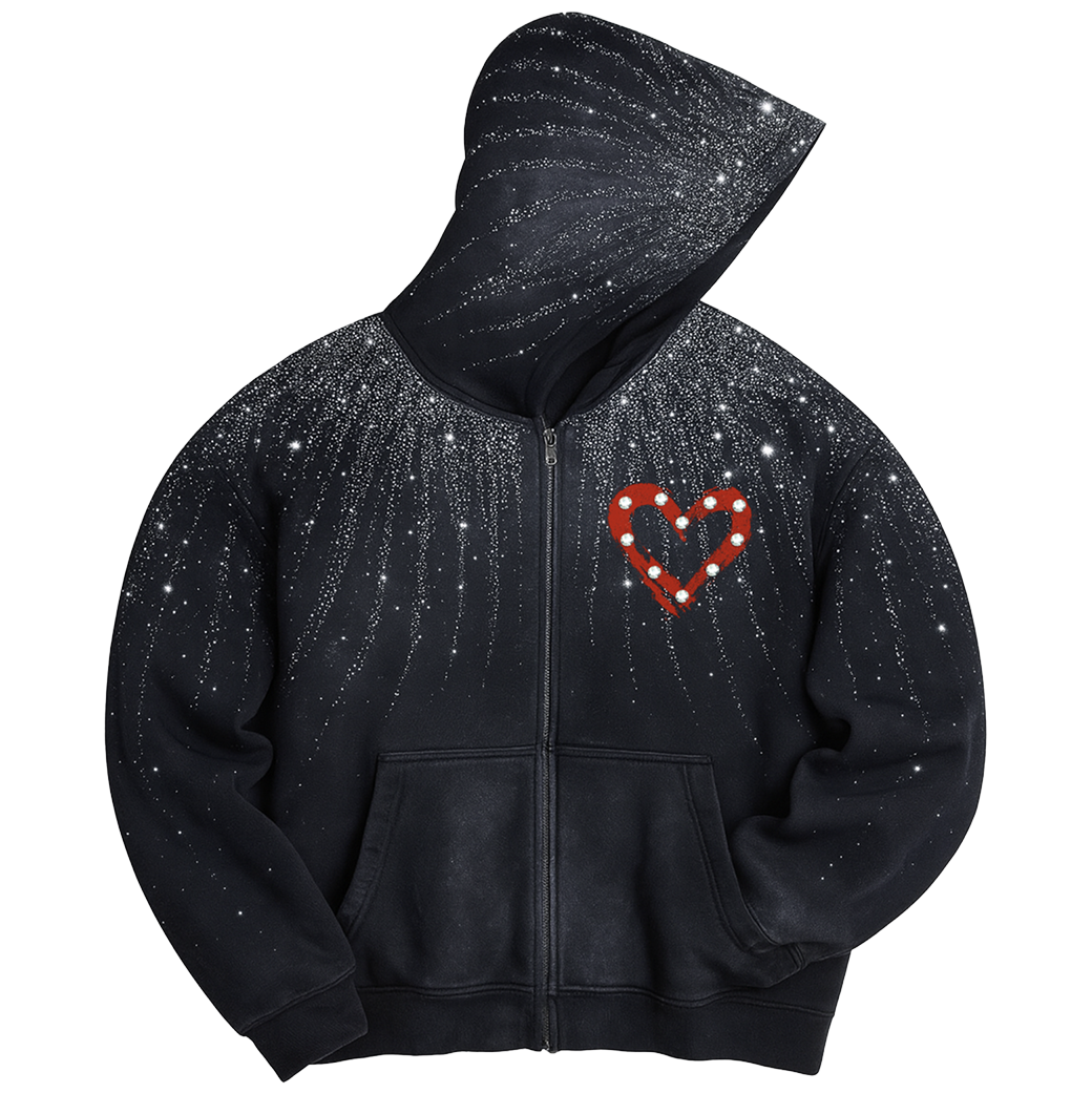 DIAMOND HEART Zip Hoodie
