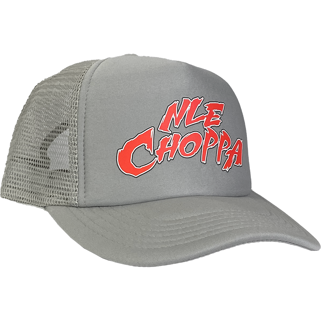 NLE Choppa "Logo" Trucker Hat in Grey