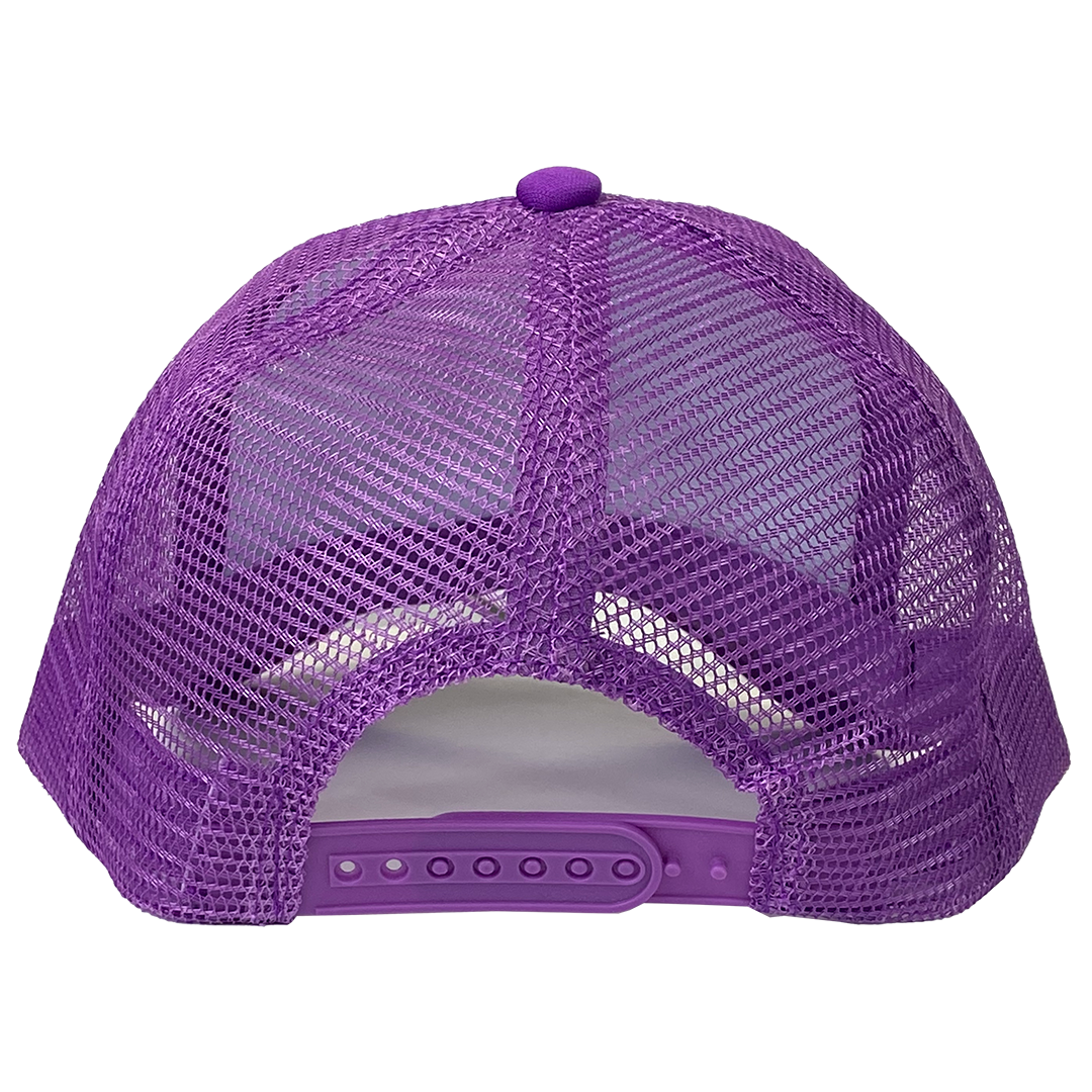 NLE Choppa "Logo" Trucker Hat in Purple & White