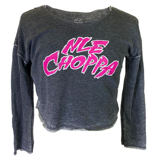 NLE Choppa "Logo" Women's Long Sleeve Crop Top