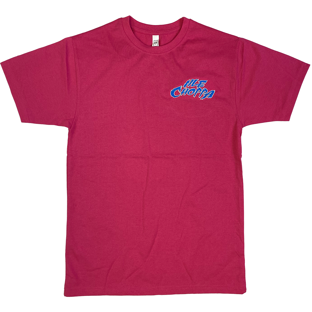 NLE Choppa "Logo" Embroidered T-Shirt In Hot Pink