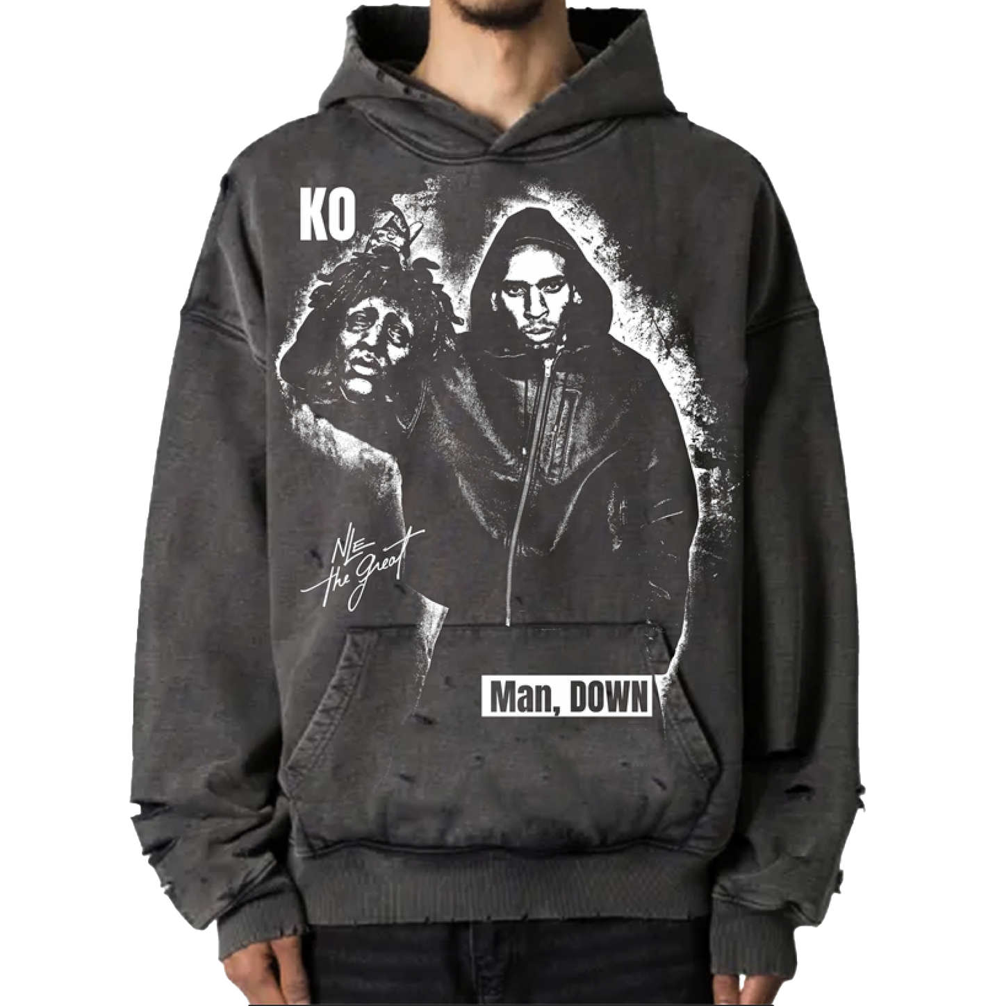 KO Distressed Pullover Hoodie