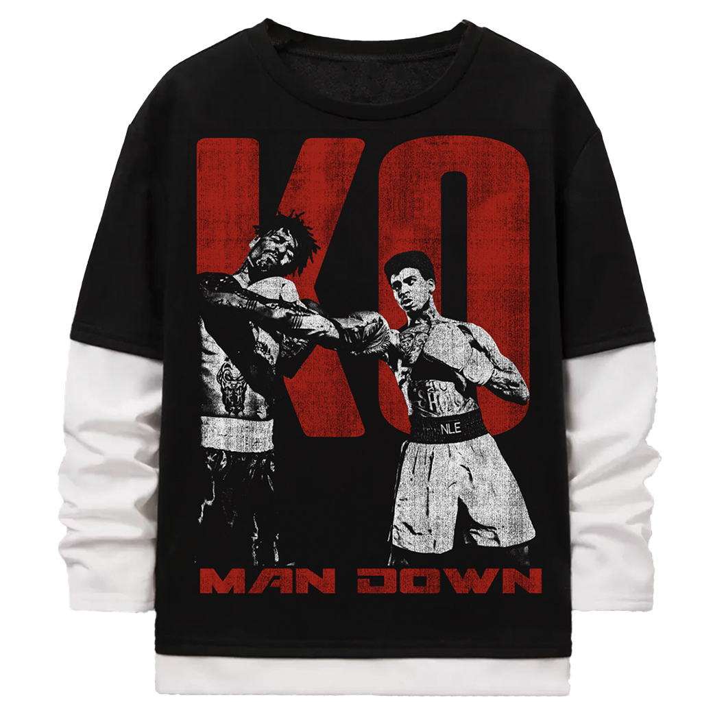 MAN DOWN Layered Long Sleeve T-shirt