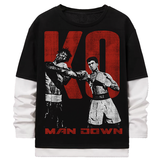 MAN DOWN Layered Long Sleeve T-shirt